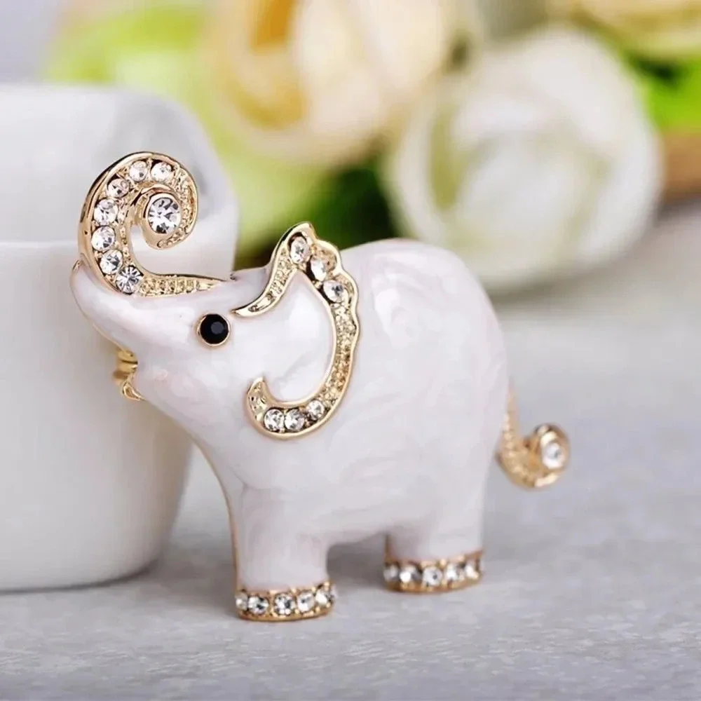 VQ White Elephant Brooch